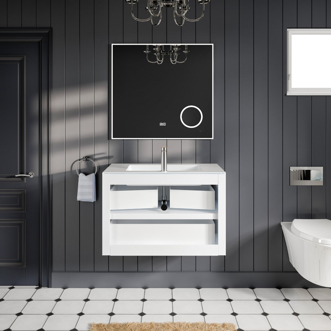 Eviva Vienna Wall Mount Bath Vanity with Acrylic Top and Integrated Sink (36"-75")
