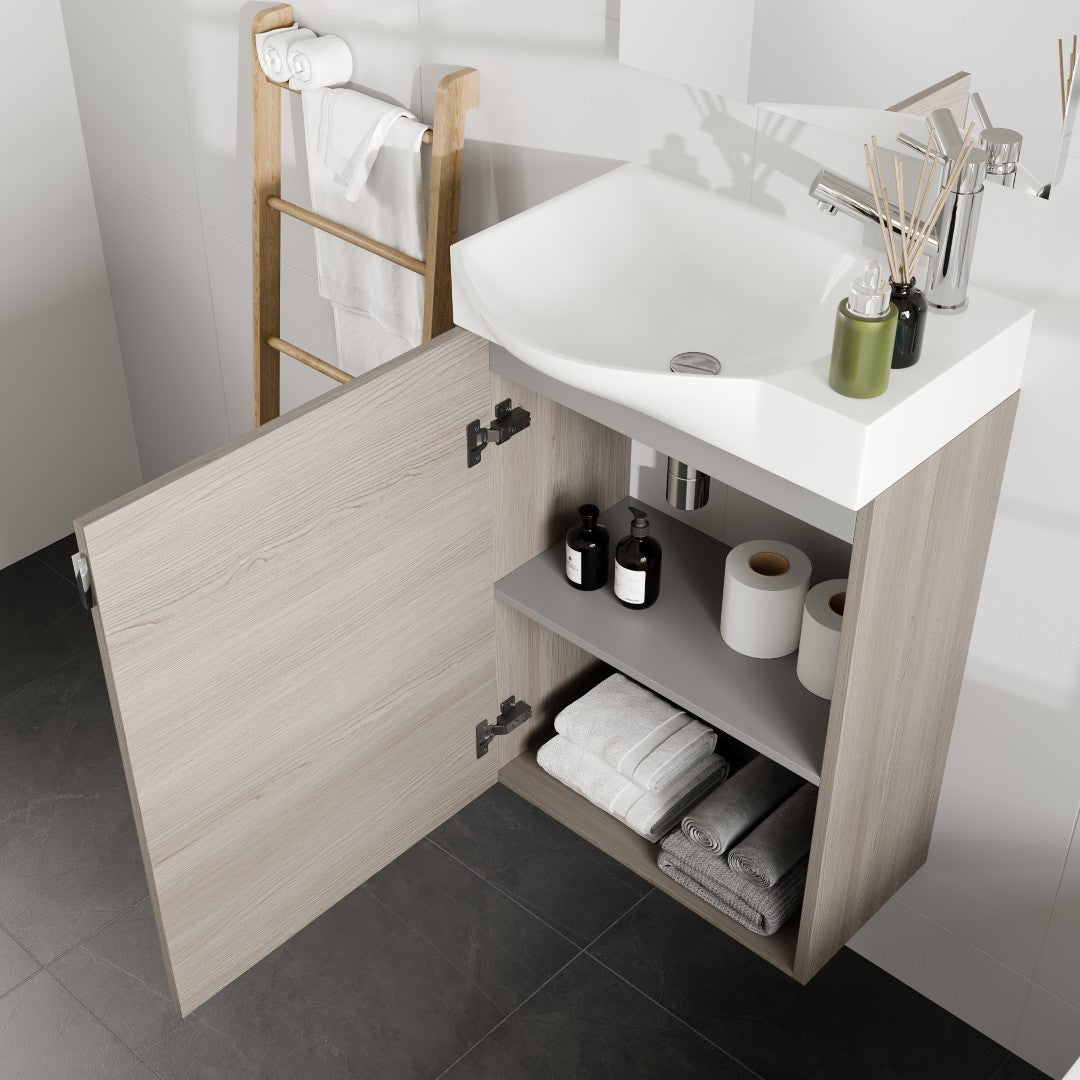 Eviva Tiny Wall Mount Bath Vanity with Porcelain Top and Integrated Sink