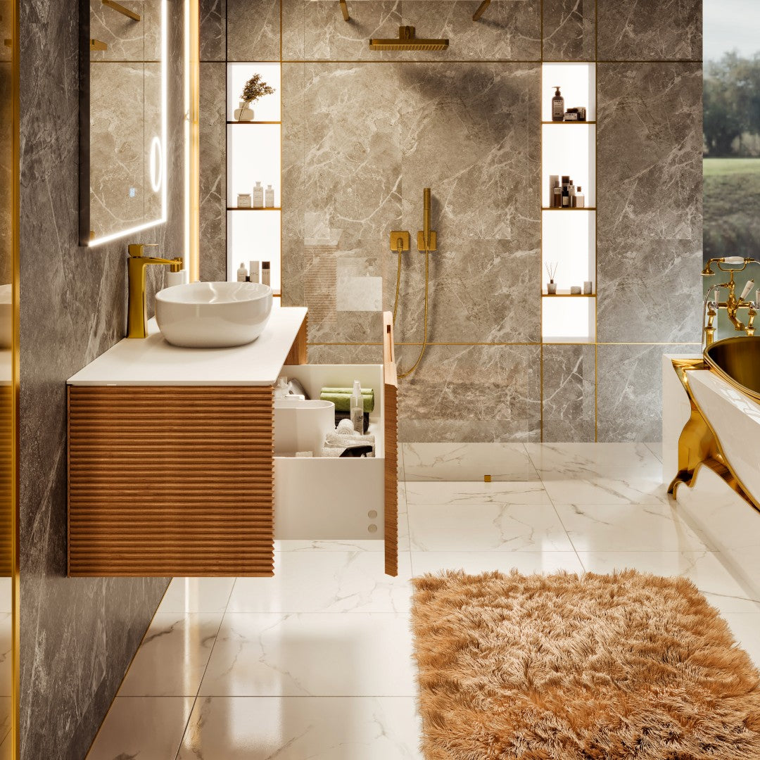 Eviva Leah Wall Mount Bath Vanity with Solid Surface Top and Integrated Sink (32"-39")