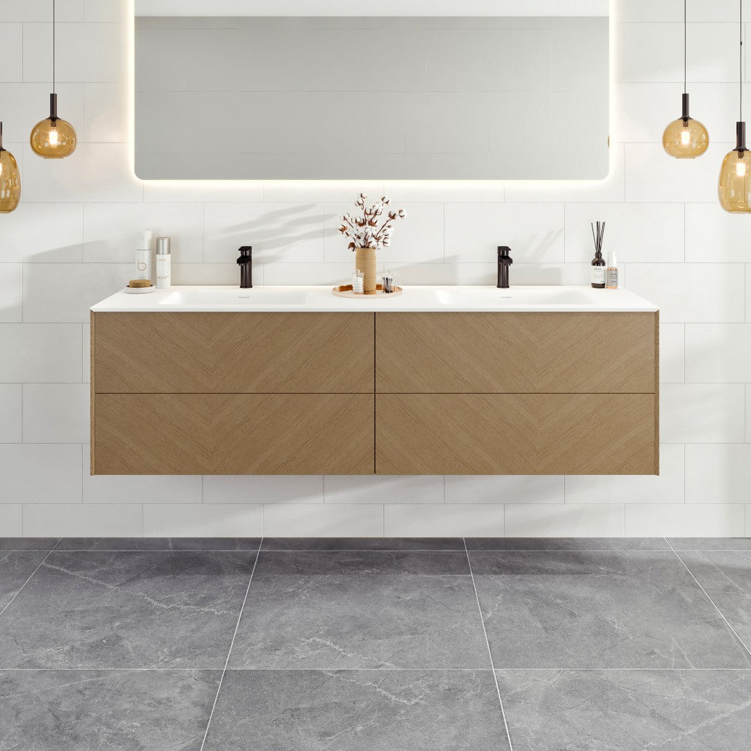 Eviva Lotus Wall Mount Bath Vanity with Solid Surface Top and Integrated Sink (30"-71")