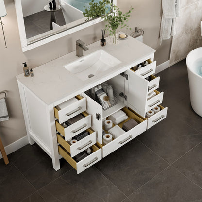 Eviva London Bath Vanity with Carrara Quartz Top and Undermount Porcelain Sink (20"-60")
