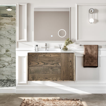 Eviva Ciocco Wall Mount Bath Vanity with Solid Surface Top and Integrated Sink