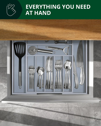 Silverware Drawer Organizer, Gray (9 Slots)