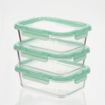 Glass Containers with Flexible Silicone Lids - Set of 3