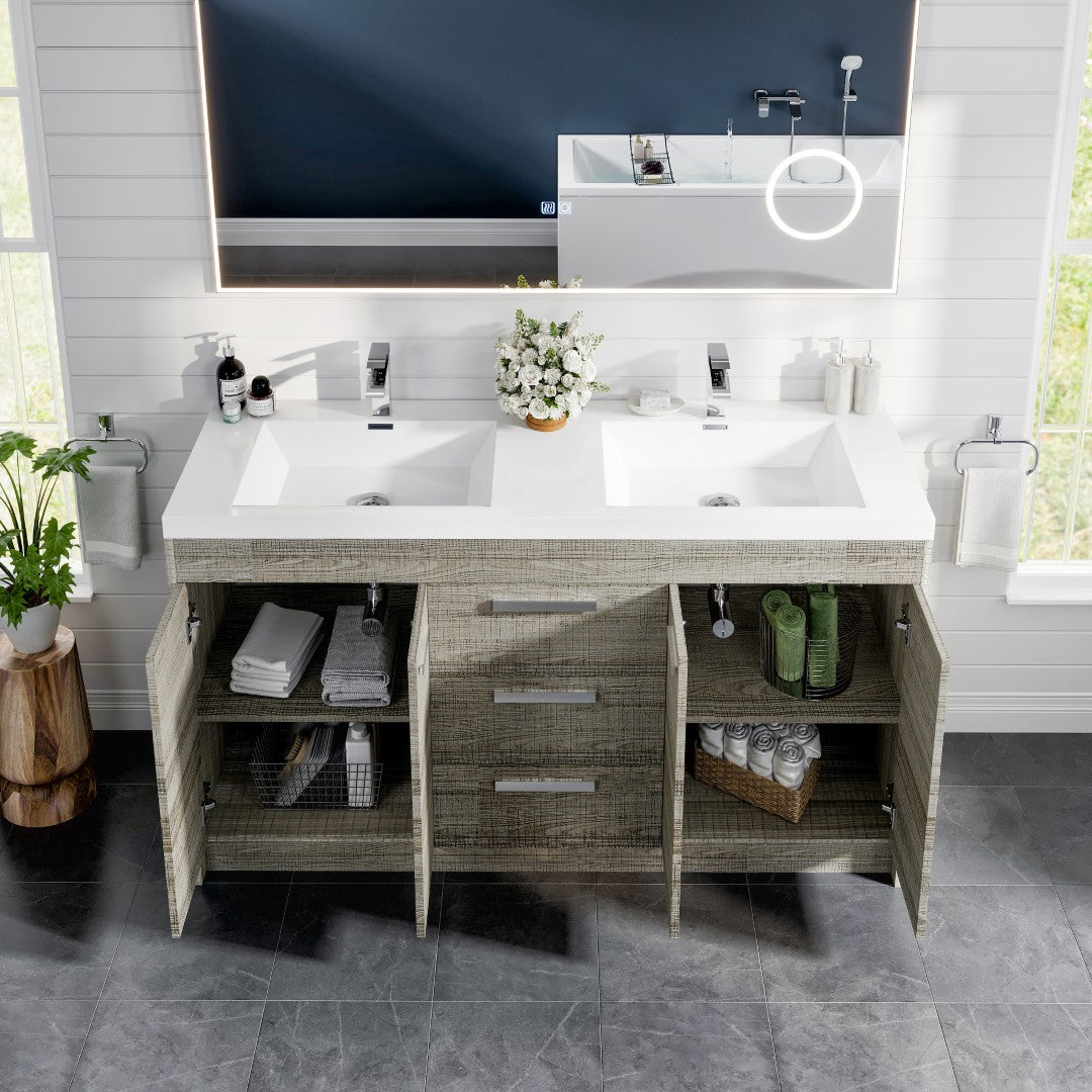 Eviva Lugano Bath Vanity with Acrylic Top and Integrated Sink (24"-84")