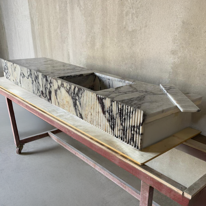 Handmade Calacatta Viola Marble Sink with Fluted Apron: Custom Made Bathroom Basin (NS-141)