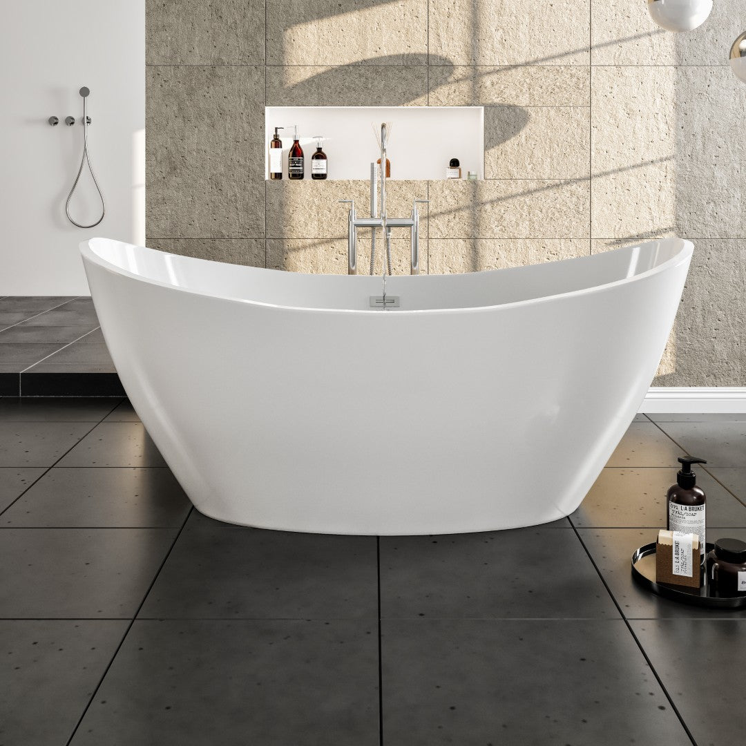 Eviva Bella Glossy White Acrylic Slipper Freestanding Bathtub