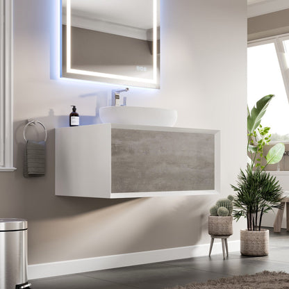 Eviva Santa Monica Wall Mount Bath Vanity with Acrylic Top and Vessel Solid Surface Sink (30"-36")