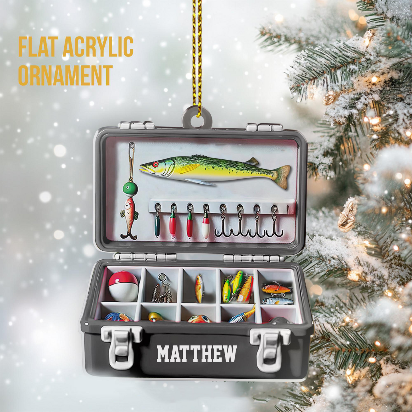 Fishing Tackle Box Ornament - Personalized Custom Shaped Acrylic Ornament - Christmas Gift For Him, for Dad, Fishing Lovers