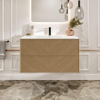 Eviva Lotus Wall Mount Bath Vanity with Solid Surface Top and Integrated Sink (30"-71")