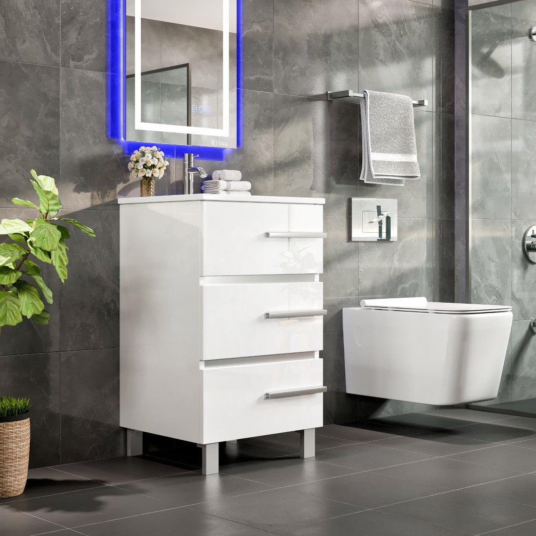 Eviva Deluxe Bath Vanity with Porcelain Top and Integrated Sink (20"-32")