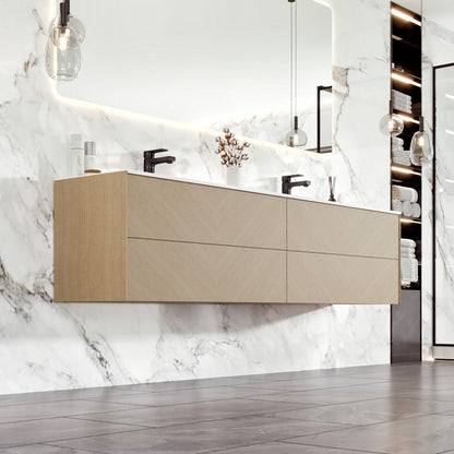 Eviva Lotus Wall Mount Bath Vanity with Solid Surface Top and Integrated Sink (30"-71")