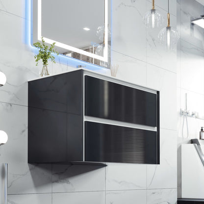 Eviva Luna Wall Mount Bath Vanity with Porcelain Top and Integrated Sink (24"-32")