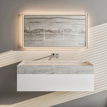 Eviva Fritti Wall Mount Bath Vanity with Carrara Marble Top and Integrated Sink
