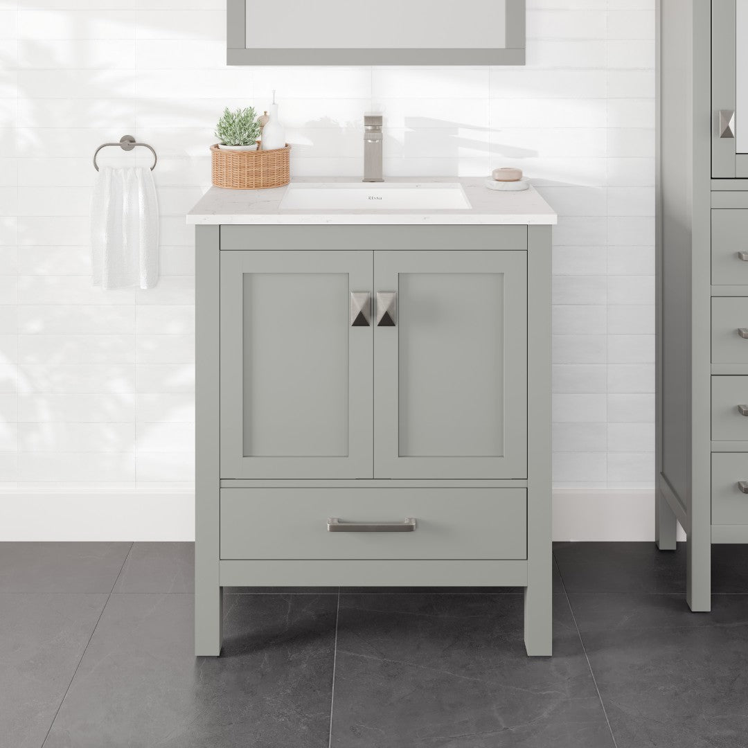 Eviva London Bath Vanity with Carrara Quartz Top and Undermount Porcelain Sink (20"-60")