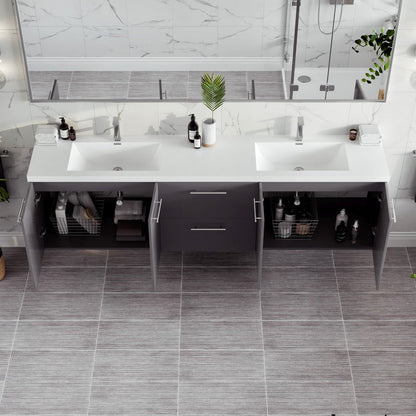 Eviva Lumina Wall Mount Bath Vanity with Acrylic Top and Integrated Sinks