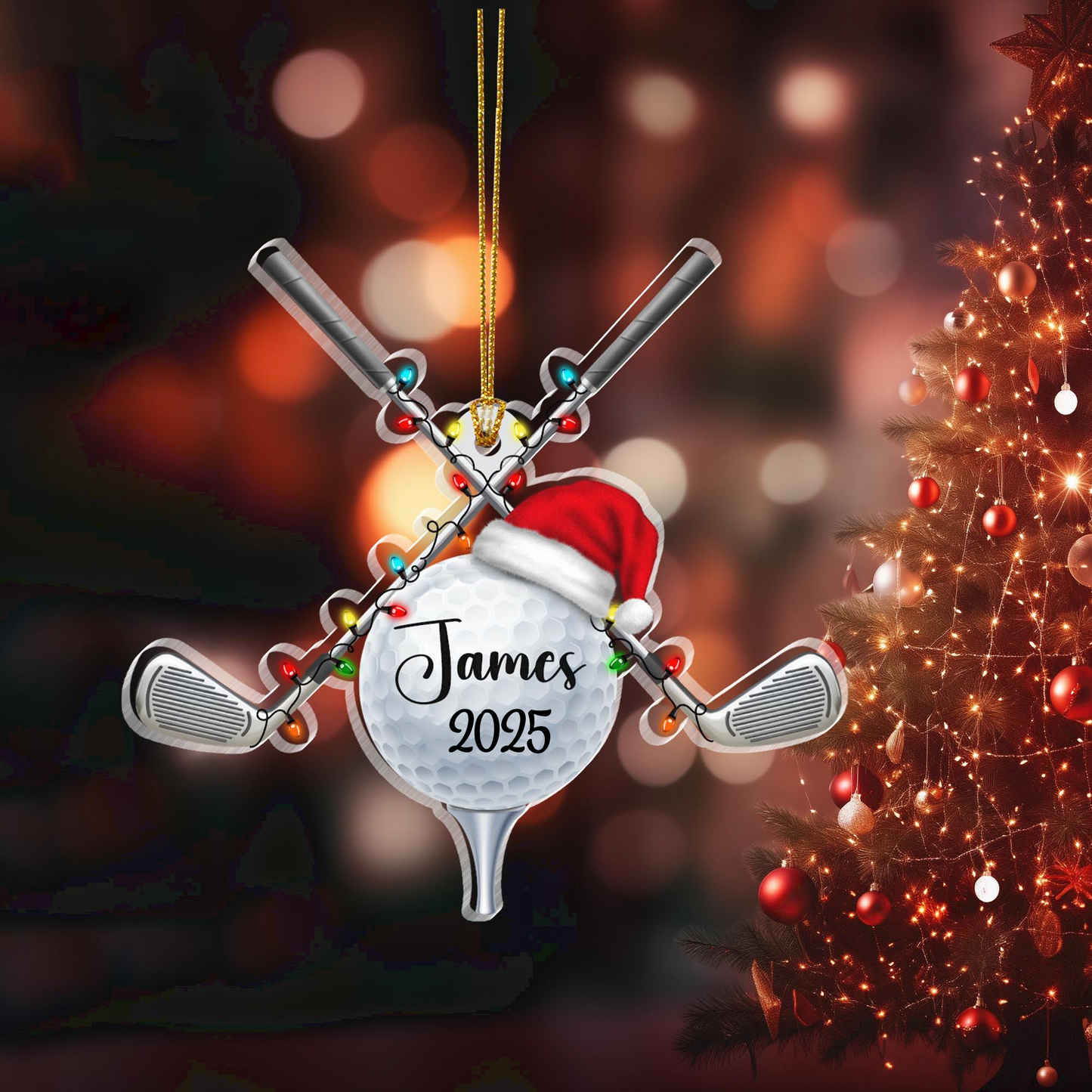 Golf Ball Christmas Ornament - Personalized Custom Shaped Acrylic Ornament - Christmas Gift For Golfers, Golf Lovers