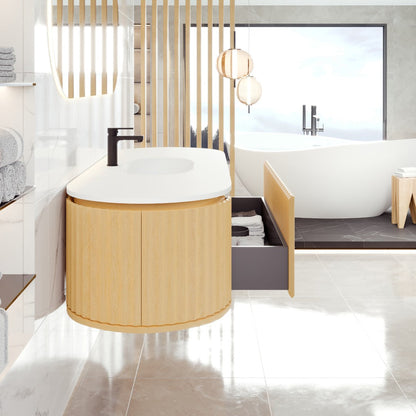Eviva Haven Wall Mount Bath Vanity with Solid Surface Top and Integrated Sink (39"-71")