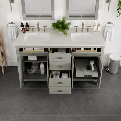 Eviva Artemis Bath Vanity with Engineered Stone Top & Undermount Porcelain Sink (42"-72")