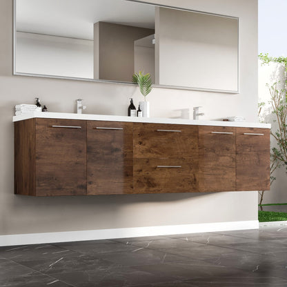 Eviva Lumina Wall Mount Bath Vanity with Acrylic Top and Integrated Sinks