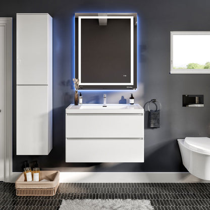 Eviva Glazzy Wall Mount Bath Vanity with Acrylic Top and Integrated Sink