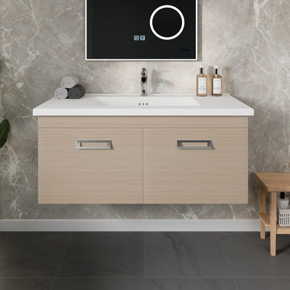 Eviva Orleans Wall Mount Bath Vanity with Porcelain Top and Integrated Sink