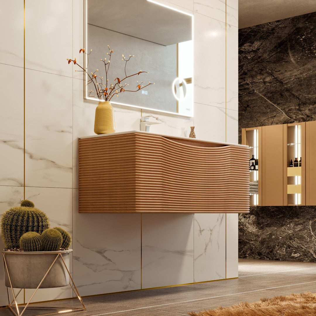 Eviva Leah Wall Mount Bath Vanity with Solid Surface Top and Integrated Sink (32"-39")