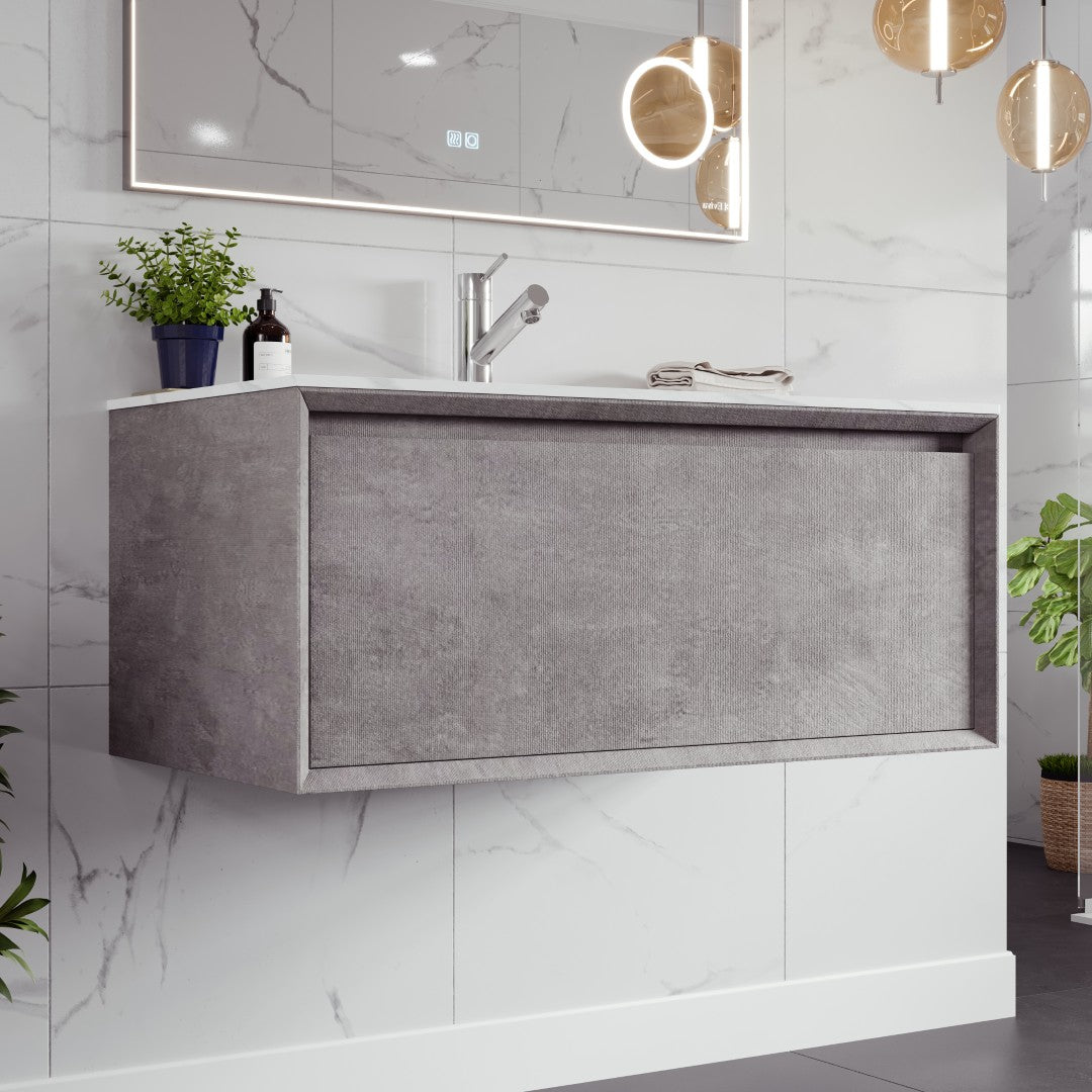 Eviva Aurora Wall Mount Bath Vanity with Carrara Quartz Top and Undermount Porcelain Sink (36"-60")