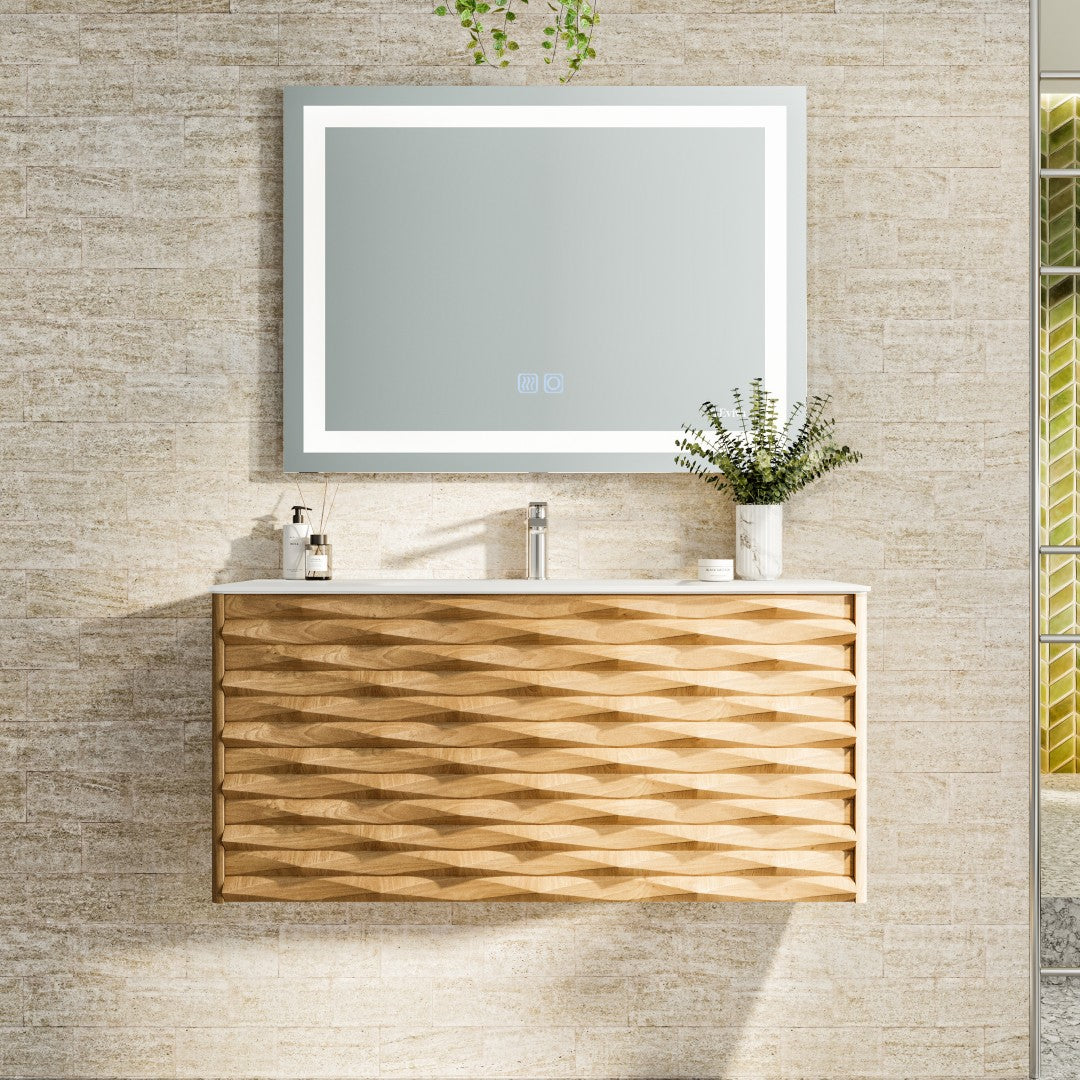 Eviva Oahu Wall Mount Bath Vanity with Solid Surface Top and Integrated Sink (32"-55")