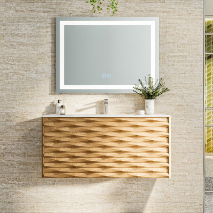 Eviva Oahu Wall Mount Bath Vanity with Solid Surface Top and Integrated Sink (32"-55")