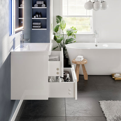 Eviva Flair Wall Mount Bath Vanity with Acrylic Top and Integrated Sink