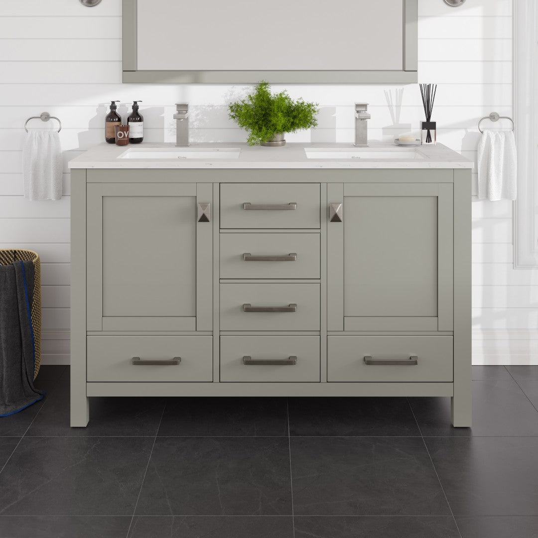 Eviva London Bath Vanity with Carrara Quartz Top and Undermount Porcelain Sink (20"-60")