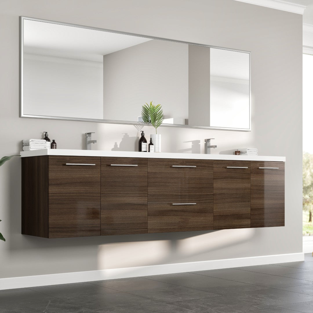 Eviva Lumina Wall Mount Bath Vanity with Acrylic Top and Integrated Sinks