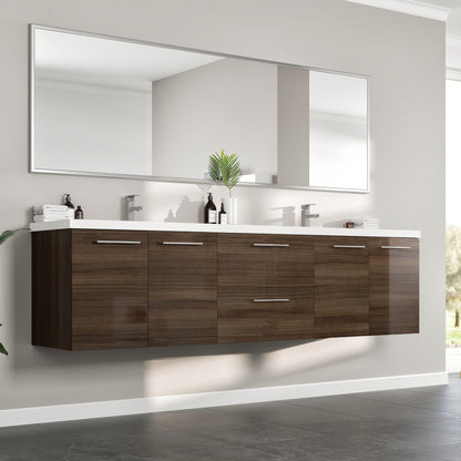 Eviva Lumina Wall Mount Bath Vanity with Acrylic Top and Integrated Sinks
