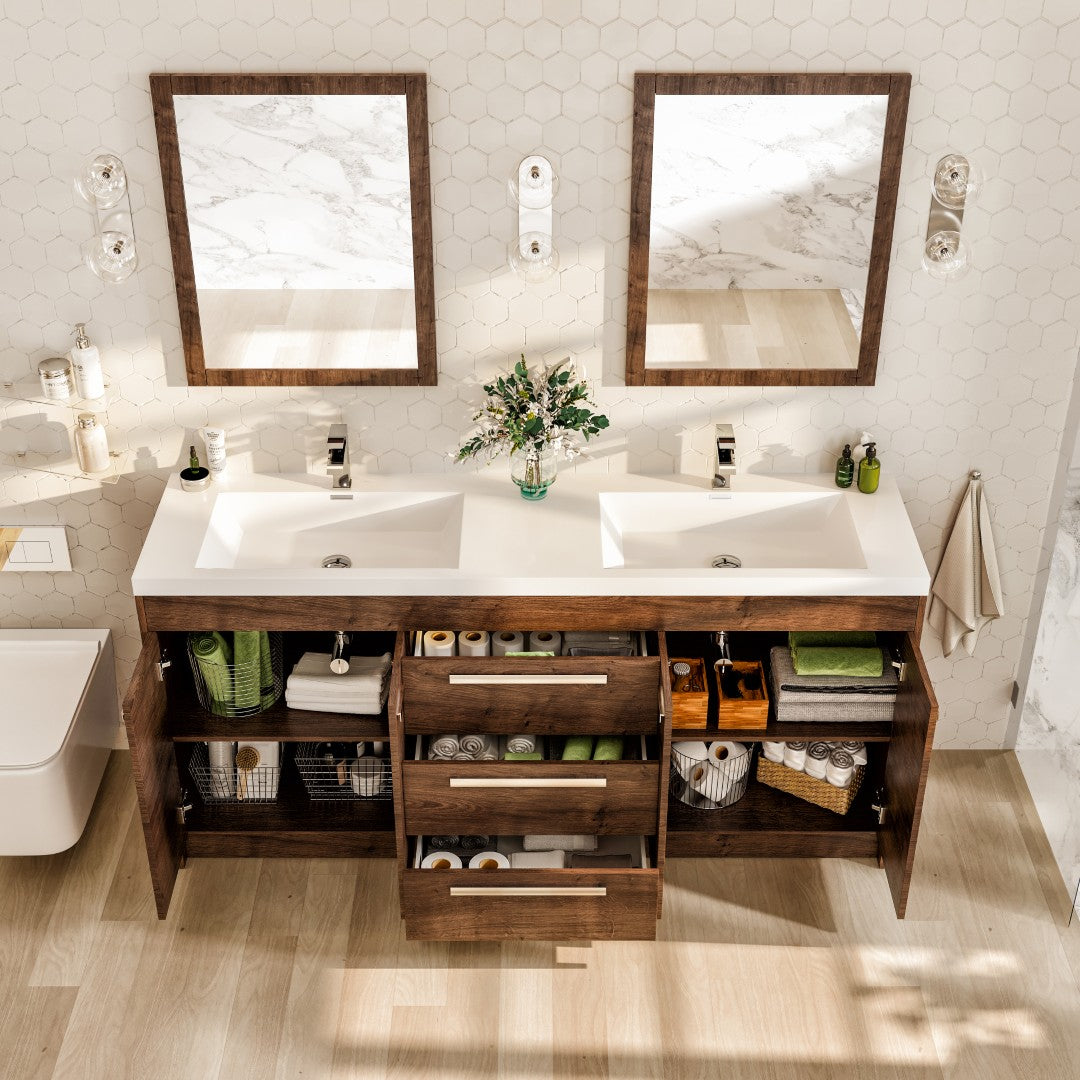 Eviva Lugano Bath Vanity with Acrylic Top and Integrated Sink (24"-84")