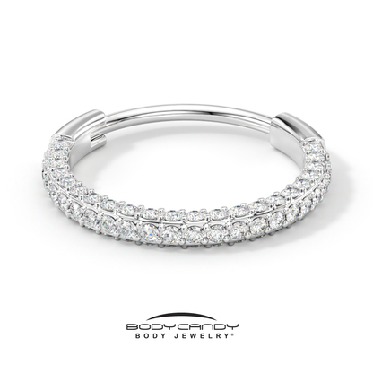 18G Implant Grade Titanium Triple Sided Micro Gem Hinged Nose Hoop