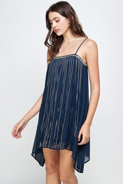 Flowy Sleeveless Mini Dress with Metallic Accents | Apparel | Kitchen + Metal