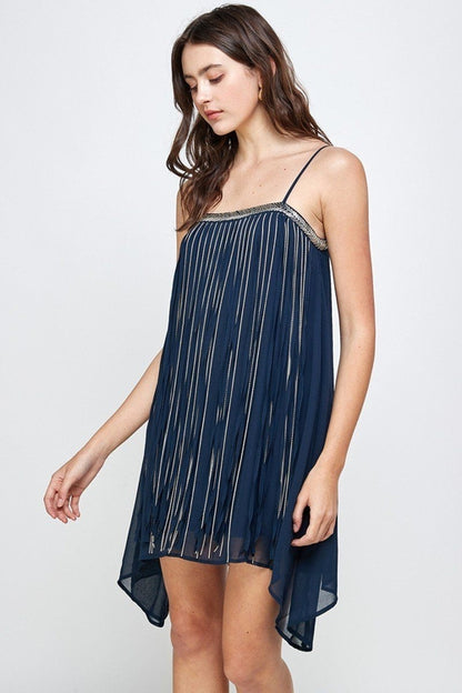 Flowy Sleeveless Mini Dress with Metallic Accents | Apparel | Kitchen + Metal