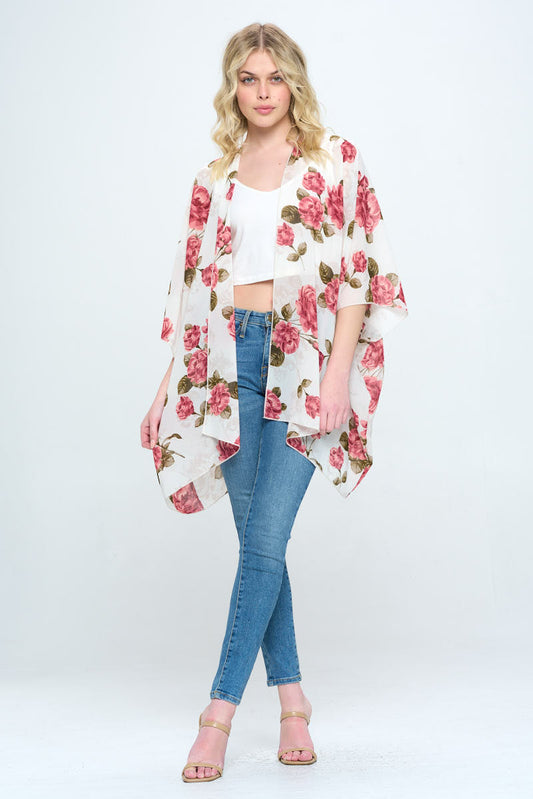 Floral Kimono Cardigan with Open Front | Apparel | Kitchen + Metal