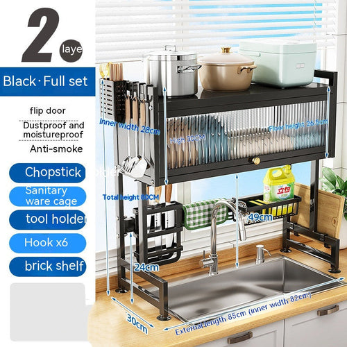 Kitchen Sink Storage Stand Surface Washed Bowl And Chopstick Rack | Kitchen + Metal
