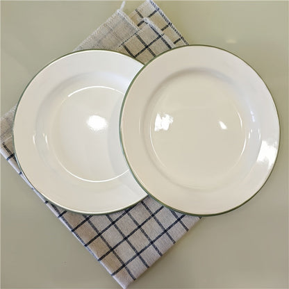 Vintage Enamel Serving Plates Set  Elegant Dining Essential