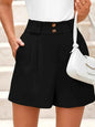 Two Button Wide Waistband Shorts