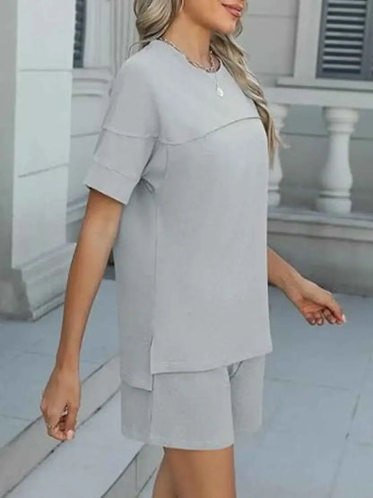 Round Neck Short Sleeve matching shorts and top set