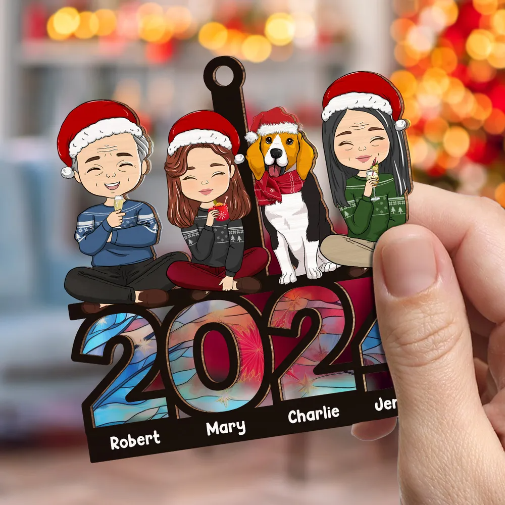 Family Sitting 2025 - Personalized Custom Suncatcher Ornament - Christmas For Family Members