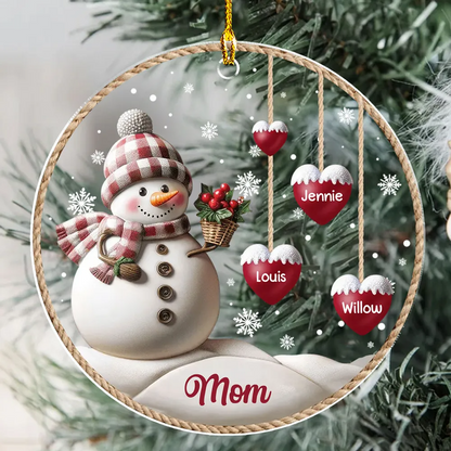Happy Christmas Snowman Grandma - Personalized Custom 3D Inflated Effect Acrylic Ornament - Gift For Grandma, Grandparent