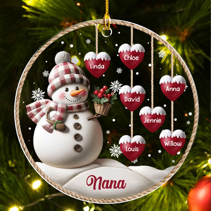 Happy Christmas Snowman Grandma - Personalized Custom 3D Inflated Effect Acrylic Ornament - Gift For Grandma, Grandparent