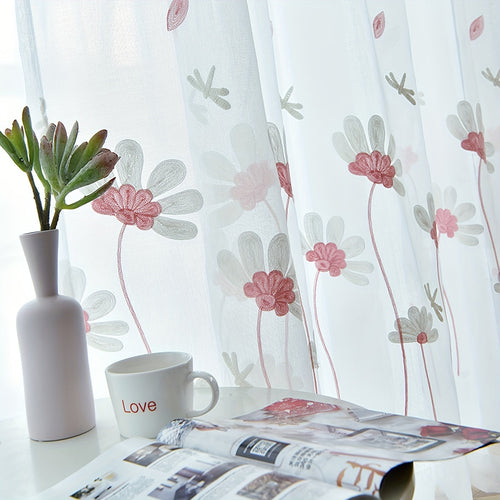 Elegant Floral Embroidered Tulle Curtain for Home Decor