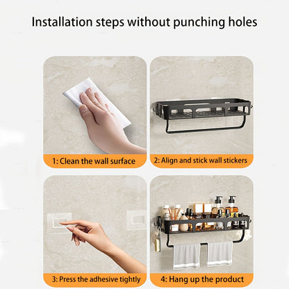 NoDrill WallMounted Bathroom Shelf with Toothbrush Holder