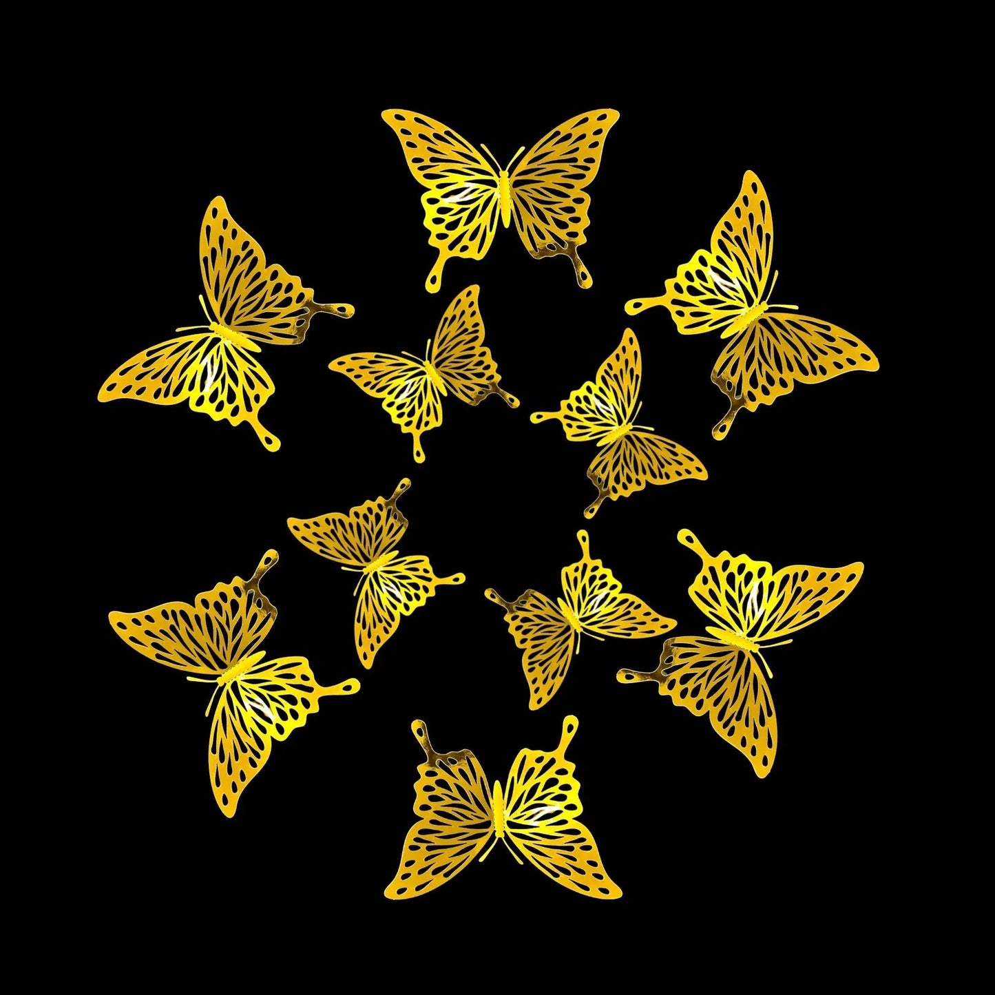 3D Gold Craft Butterflies Kids Room Wall Decor 12-Set