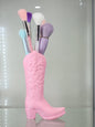 3D Printed Pink Cowboy Boot Brush Holder - Western Decor